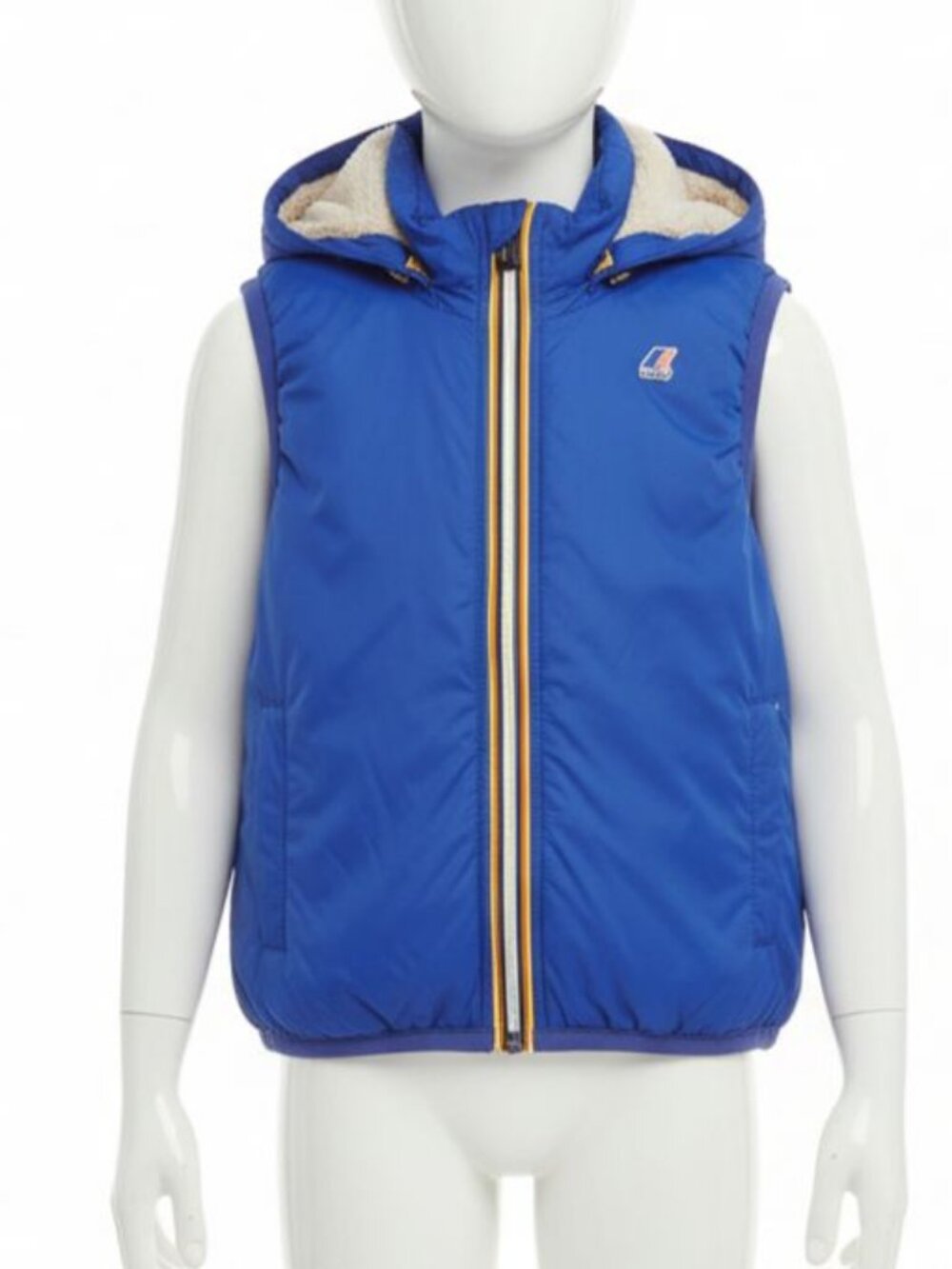 K-Way Unisex Kids Blue Orlan Orsetto Full-Zip Hooded Jacket Vest Size 16Y